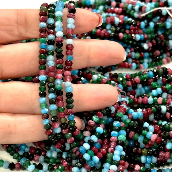 Peppy Beads Earrings Multicolor Jade 4mm Faceted Rondelle Multicolor Jade BeadsGemstone BeadsNatural Gemstone Peppy Beads Earrings Multicolor Jade 4mm Faceted Rondelle Multicolor Jade BeadsGemstone BeadsNatural Gemstone