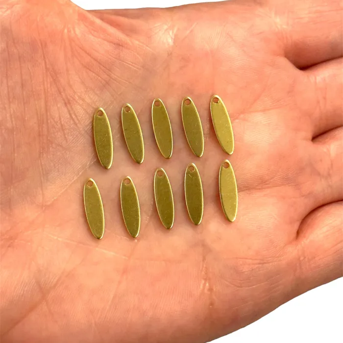 Peppy Beads Earrings Raw Brass Drop Tag Charms10 pcs in a pack