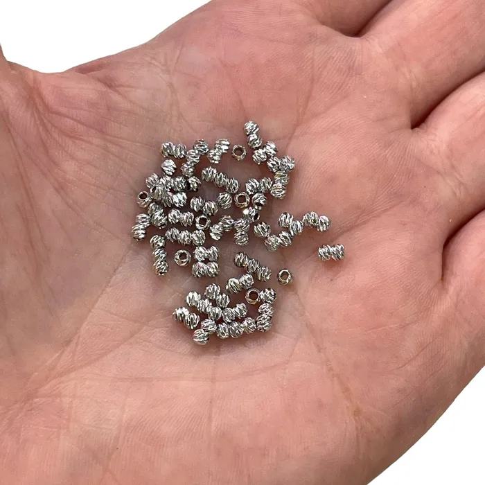 Peppy Beads Earrings Rhodium Plated Laser Cut 2mm Spacer Beads Rhodium Plated 2mm Dorica Spacer Beads 50 beads in a pack Peppy Beads Earrings Rhodium Plated Laser Cut 2mm Spacer Beads Rhodium Plated 2mm Dorica Spacer Beads 50 beads in a pack