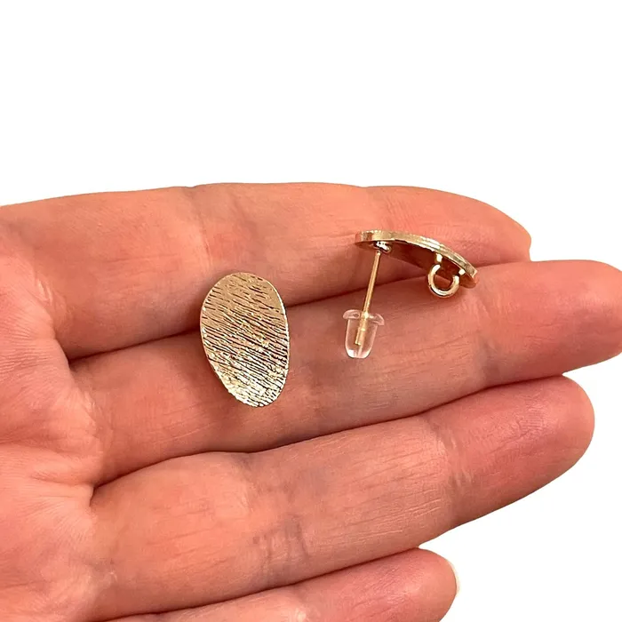 Peppy Beads Earrings Rose Gold Plated Brass Oval Stud Earrings 2 pcs in a pack