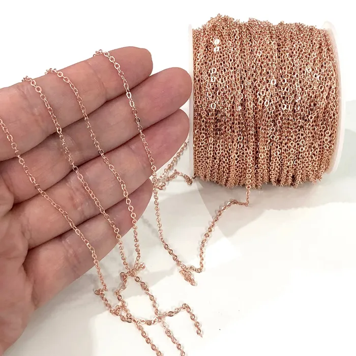 Peppy Beads Earrings Rose Gold Plated Cable Chain Rose Gold Plated Soldered Chain 2mm Peppy Beads Earrings Rose Gold Plated Cable Chain Rose Gold Plated Soldered Chain 2mm