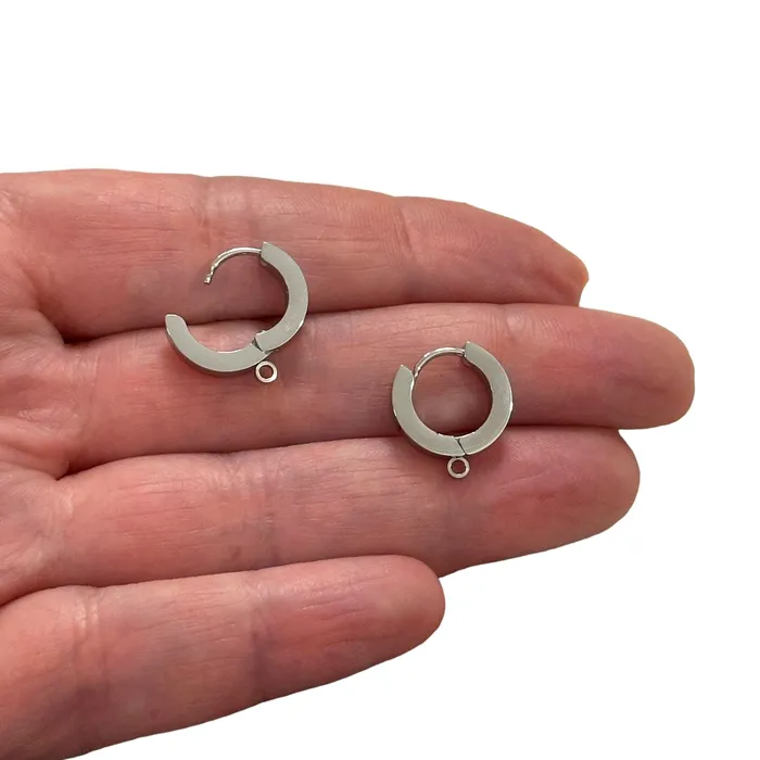Peppy Beads Earrings Stainless Steel Huggie Hoop Earrings With Loop