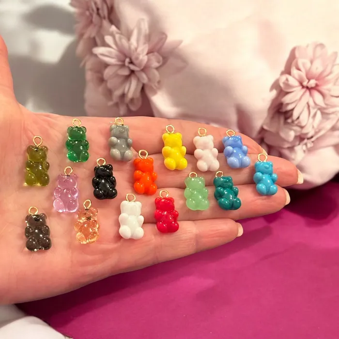Peppy Beads Hand Made Murano Glass Jelly Bear Charm Murano Bear Pendant Gummy Bear Earring Charm Earrings