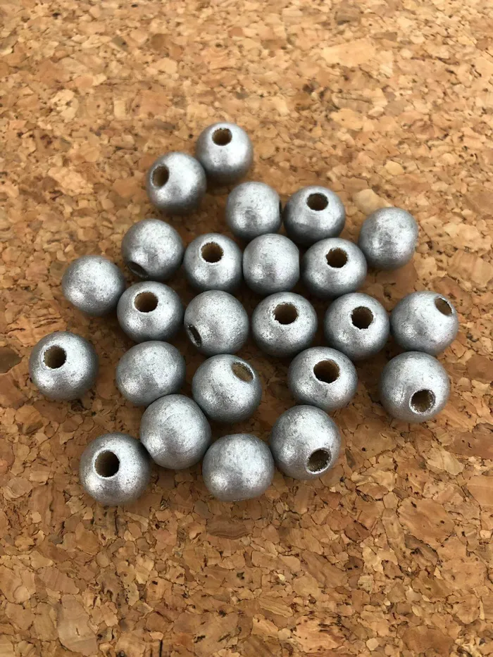 Peppy Beads Necklaces 12 mm Wooden BeadsSilver Color 50 Gr Pack