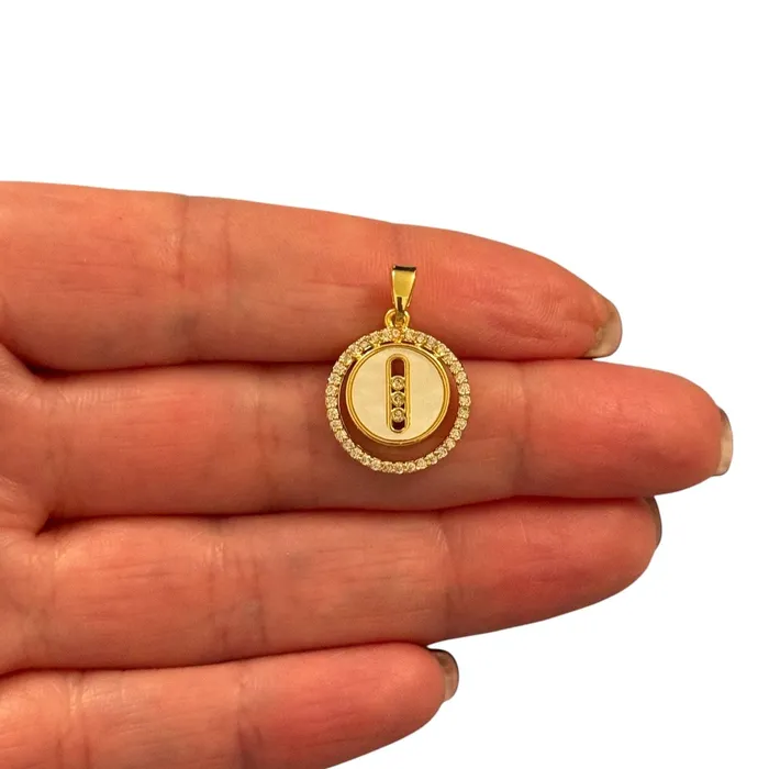 Peppy Beads Necklaces 24Kt Gold Plated Stainless Steel CZMother Of Pearl Charm With Bail Peppy Beads Necklaces 24Kt Gold Plated Stainless Steel CZMother Of Pearl Charm With Bail