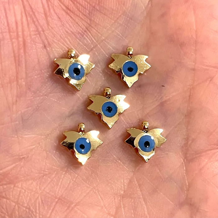 Peppy Beads Necklaces 24Kt Shiny Gold Plated Leaf Evil Eye Charms 5 Pcs in a Pack Peppy Beads Necklaces 24Kt Shiny Gold Plated Leaf Evil Eye Charms 5 Pcs in a Pack