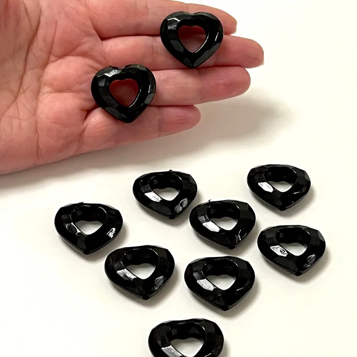 Peppy Beads Necklaces Black Acrylic Heart Charms Acrylic Heart Beads 10 Pcs in a pack Peppy Beads Necklaces Black Acrylic Heart Charms Acrylic Heart Beads 10 Pcs in a pack