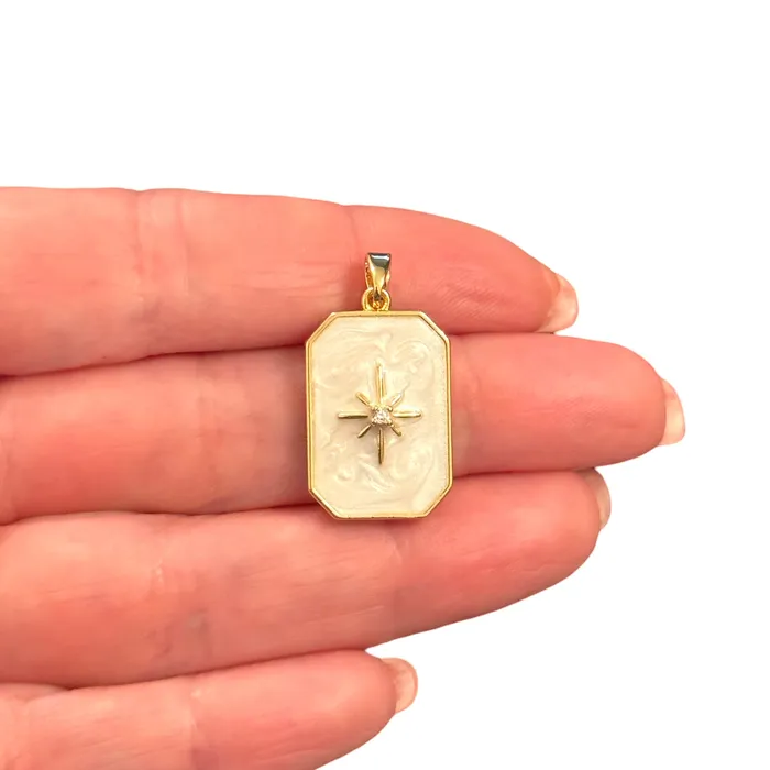 Peppy Beads Necklaces CZ Ivory Starburst Pendant Waterproof 24Kt Gold Plated Stainless Steel CZ Pendant With Attached Bail Copy Peppy Beads Necklaces CZ Ivory Starburst Pendant Waterproof 24Kt Gold Plated Stainless Steel CZ Pendant With Attached Bail Copy