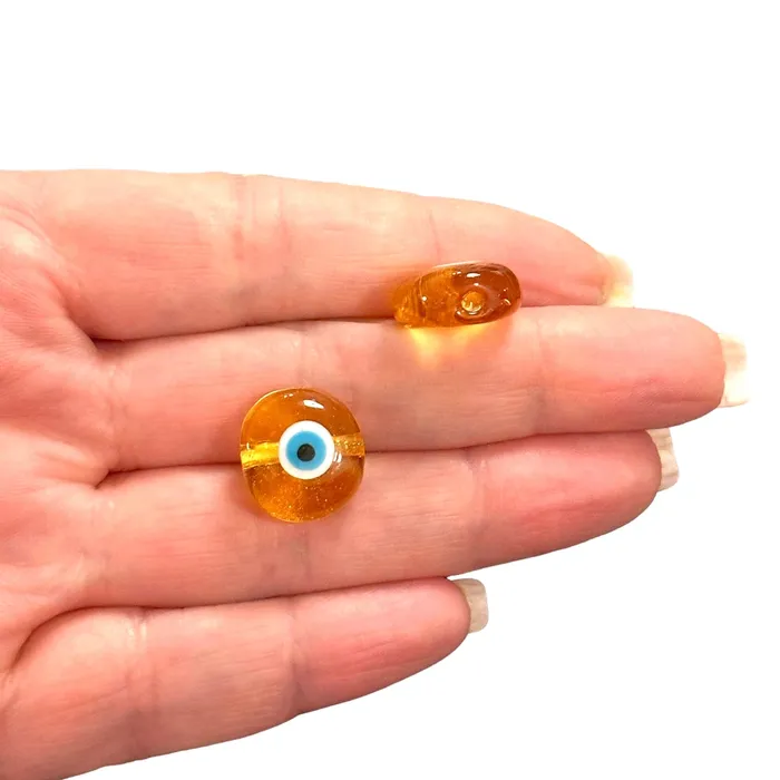 Peppy Beads Necklaces Hand Made Murano Glass Honey Evil Eye Charm