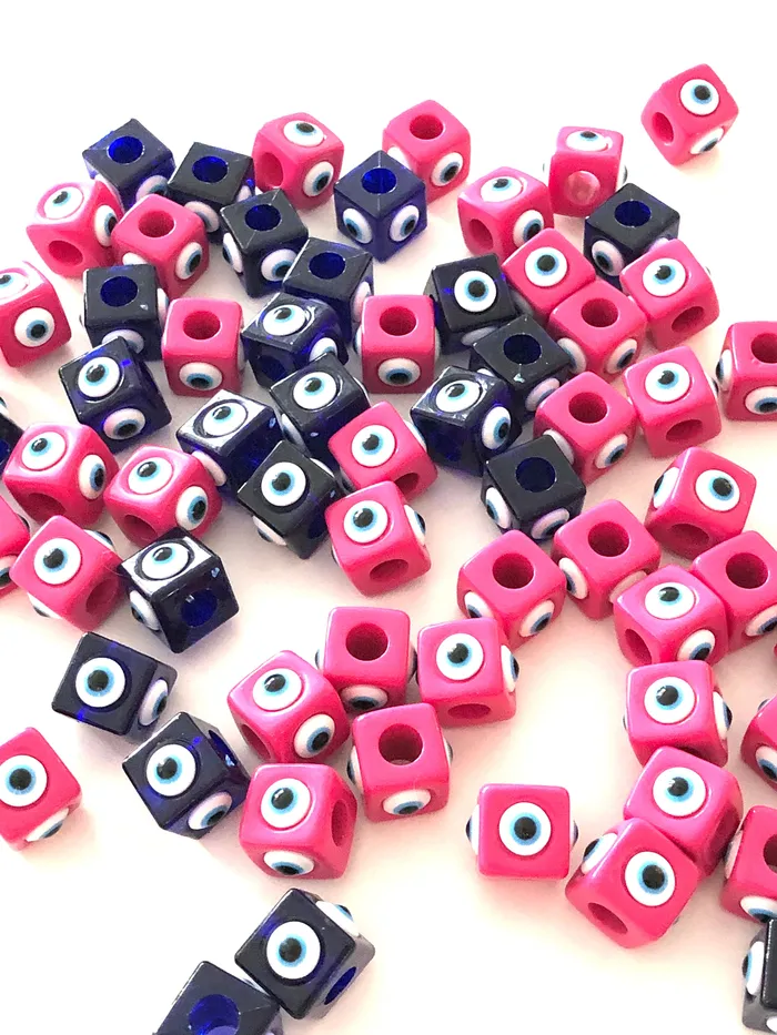 Peppy Beads Necklaces Large Hole Evil Eye Resin Beads 15mm Beads 7mm Hole 5 Beads in a Pack