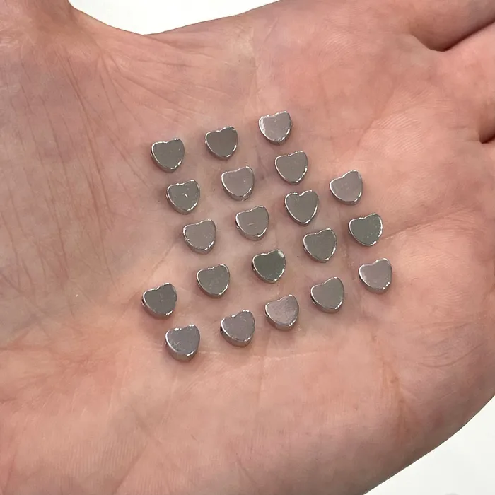 Peppy Beads Necklaces Rhodium Plated 5mm Heart Spacers Horizontal Hole Rhodium Heart Spacers 20 Pcs in a Pack Peppy Beads Necklaces Rhodium Plated 5mm Heart Spacers Horizontal Hole Rhodium Heart Spacers 20 Pcs in a Pack