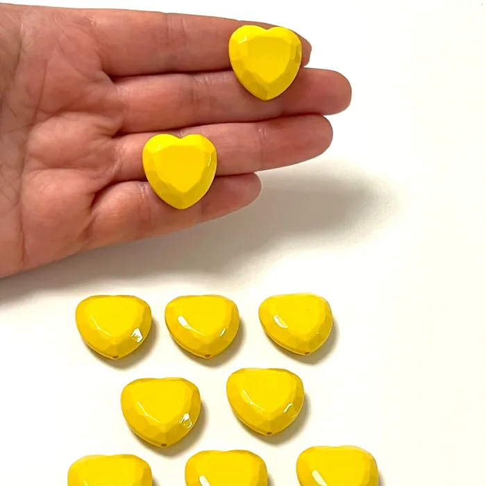 Peppy Beads Necklaces Yellow Acrylic Heart Charms Acrylic Heart Beads 10 Pcs in a pack Peppy Beads Necklaces Yellow Acrylic Heart Charms Acrylic Heart Beads 10 Pcs in a pack