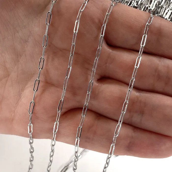 Peppy Beads Rhodium Plated Brass Paperclip Chain 6x25 mm Rhodium Plated Chain Necklaces Peppy Beads Rhodium Plated Brass Paperclip Chain 6x25 mm Rhodium Plated Chain Necklaces