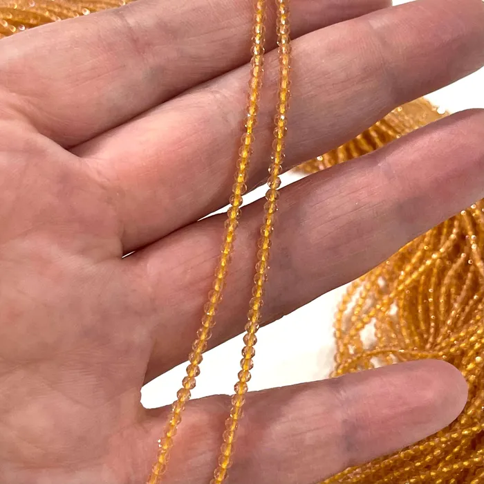 Peppy Beads Rings 2mm Beige Jade Faceted Round Beads 200 Beads