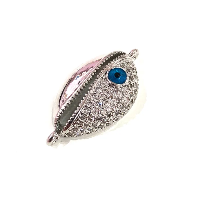Peppy Beads Rings Cowrie Shell High Quality Zirconia Silver Plated Charms Zirconia Connector Charms