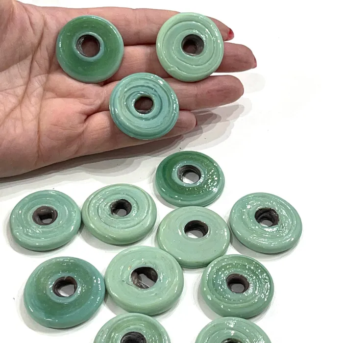 Peppy Beads Rings Turkish Artisan Hand Made Mint Glass Large Ring Beads 3035 3 Beads in a pack Peppy Beads Rings Turkish Artisan Hand Made Mint Glass Large Ring Beads 3035 3 Beads in a pack