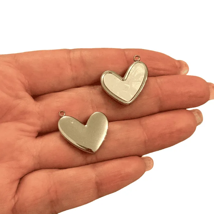 Peppy Beads Waterproof Stainless Steel Mother of Pearl Heart Charm Necklaces