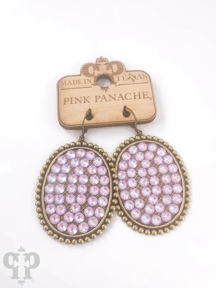 PINK PANACHE Earrings PINK PANACHE BRONZE MEDIUM OVAL LAVENDAR DELITE CRYSTAL EARRINGS BLVD PINK PANACHE Earrings PINK PANACHE BRONZE MEDIUM OVAL LAVENDAR DELITE CRYSTAL EARRINGS BLVD
