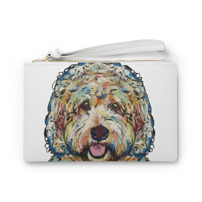 Portraits by NC Clutch Bag Doodle Dog Design Earrings