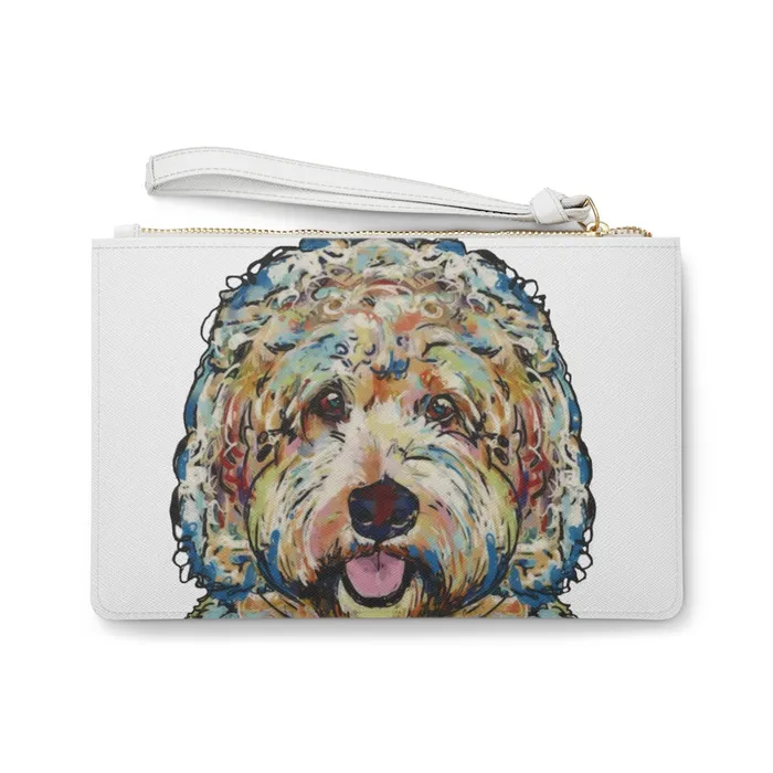 Portraits by NC Clutch Bag Doodle Dog Design Earrings