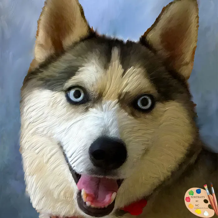 Portraits by NC Earrings Husky Pet Digital Portrait