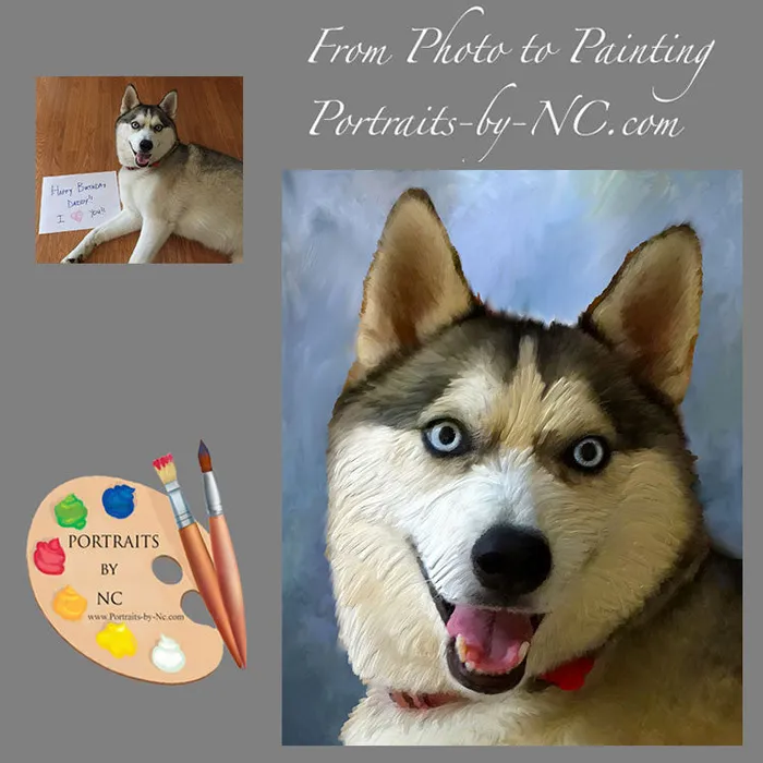 Portraits by NC Earrings Husky Pet Digital Portrait