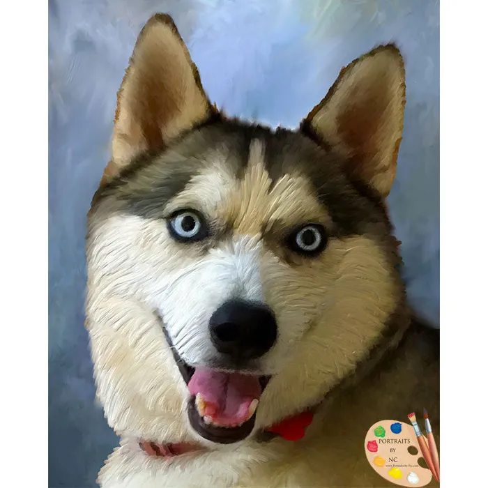 Portraits by NC Earrings Husky Pet Digital Portrait