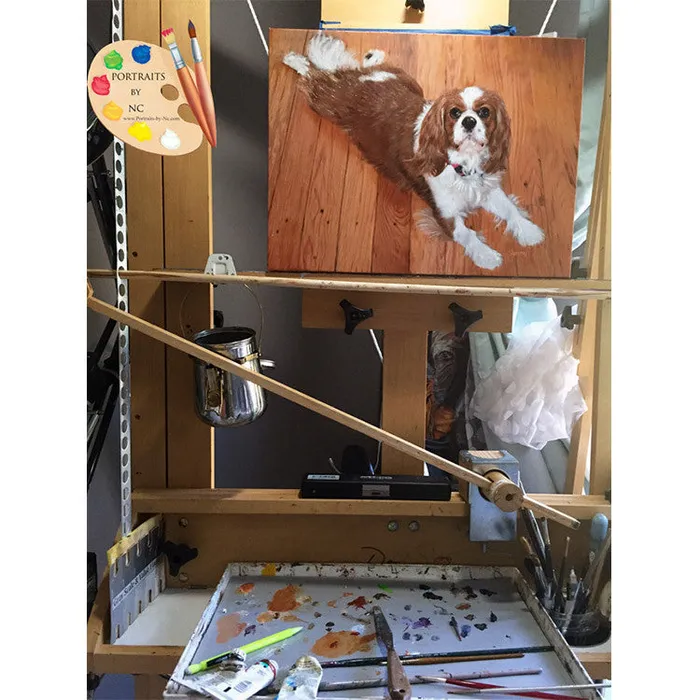 Portraits by NC Earrings King Charles Spaniel Dog Portrait Oil