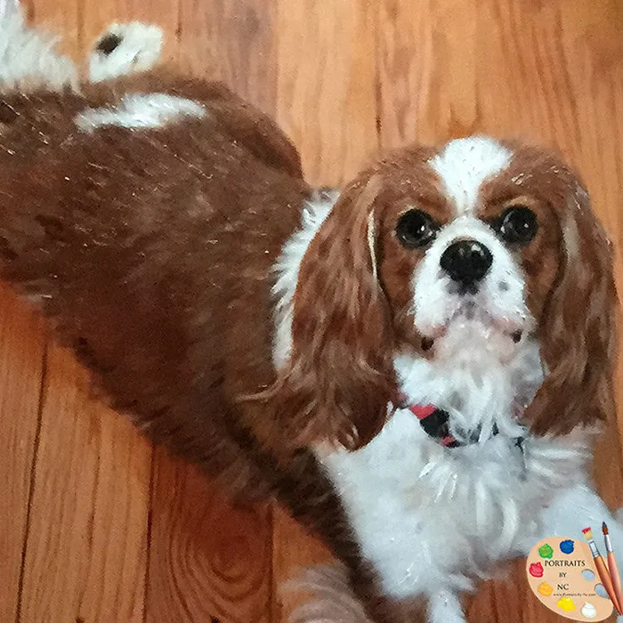 Portraits by NC Earrings King Charles Spaniel Dog Portrait Oil