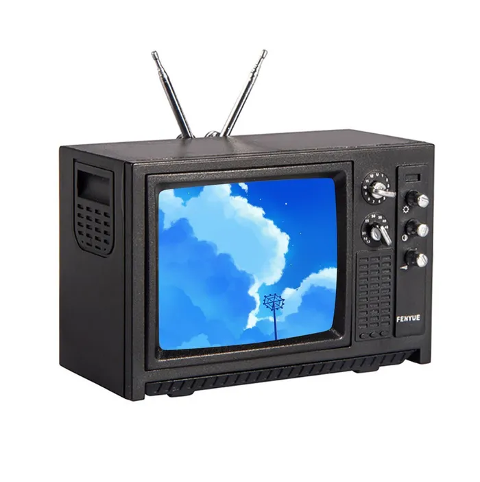 Portraits by NC Necklaces Retro Miniature TV with Movable Antenna and Knobs Dollhouse Accessory