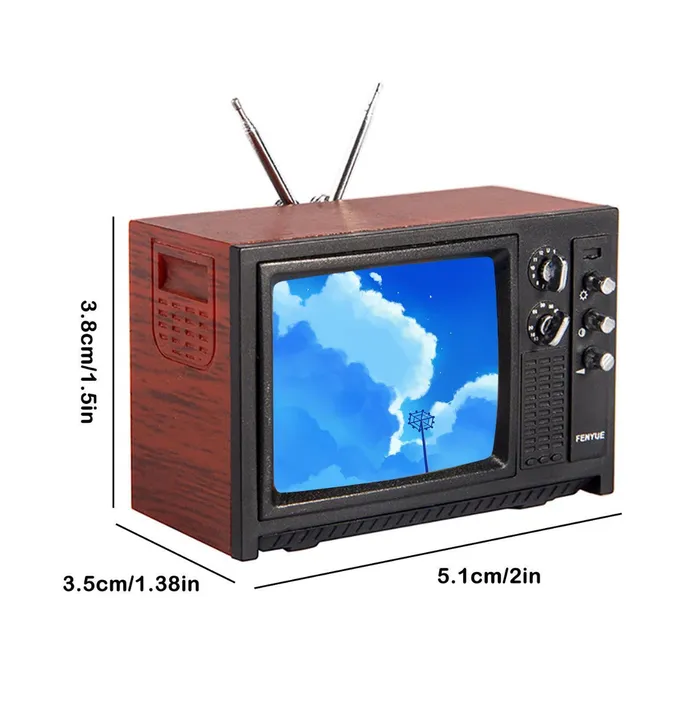 Portraits by NC Necklaces Retro Miniature TV with Movable Antenna and Knobs Dollhouse Accessory
