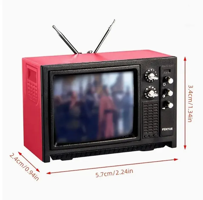 Portraits by NC Necklaces Retro Miniature TV with Movable Antenna and Knobs Dollhouse Accessory