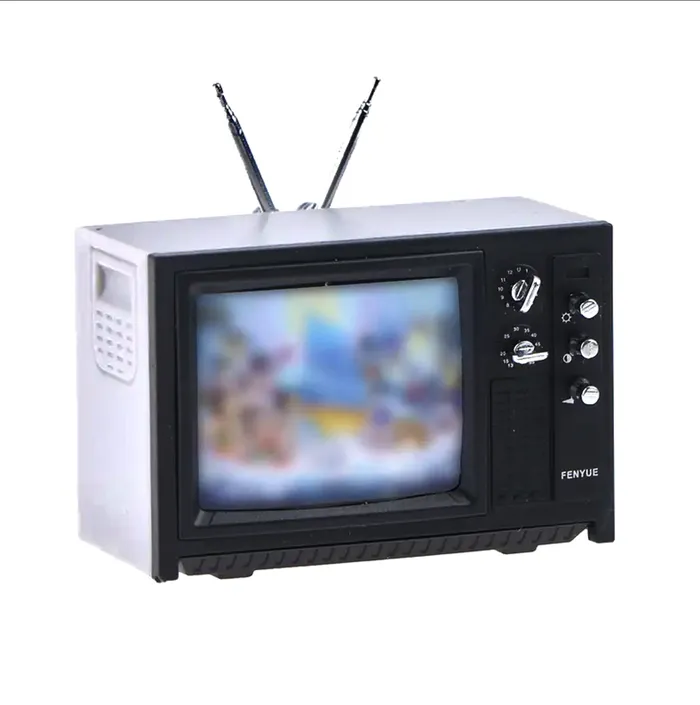 Portraits by NC Necklaces Retro Miniature TV with Movable Antenna and Knobs Dollhouse Accessory