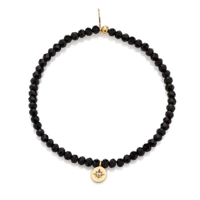 RACHEL LYNN CHICAGO Bracelets 4mm Black Crystal and Satin Yellow CZ Star Charm Bracelet