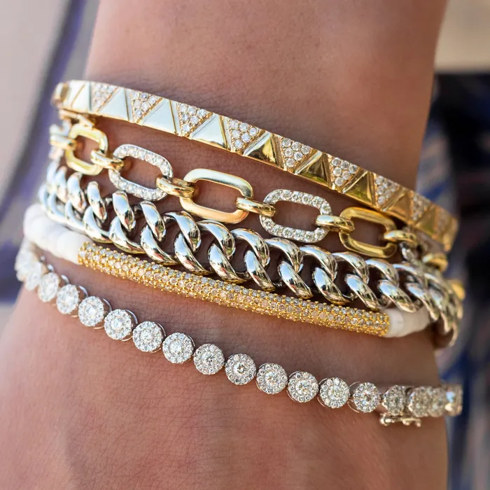 RACHEL LYNN CHICAGO Bracelets 4mm Mother of Pearl and Yellow Gold Diamond Bar Bracelet