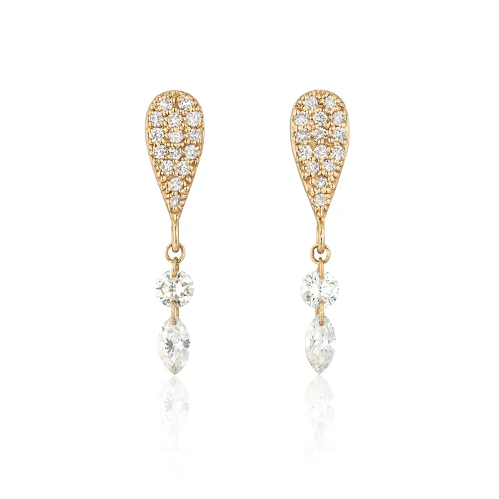 RACHEL LYNN CHICAGO Earrings 18 Karat Yellow Gold Aspen Air Double Diamond Drop Earrings