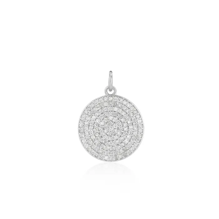 RACHEL LYNN CHICAGO Medium White Gold and Diamond Disk Pendant Necklaces