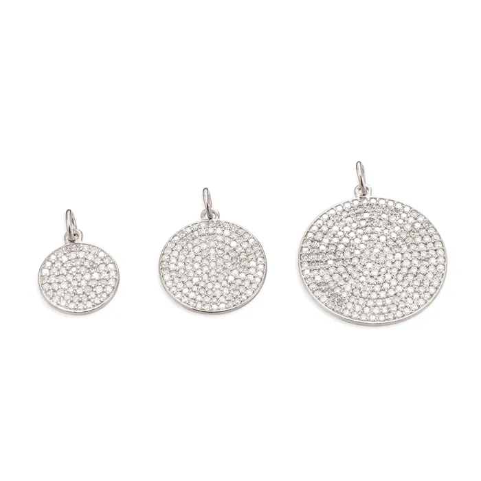 RACHEL LYNN CHICAGO Medium White Gold and Diamond Disk Pendant Necklaces