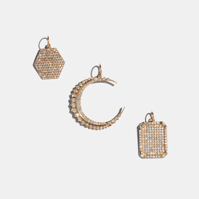RACHEL LYNN CHICAGO Necklaces 14 Karat Gold and Diamond Hexagon Pendant
