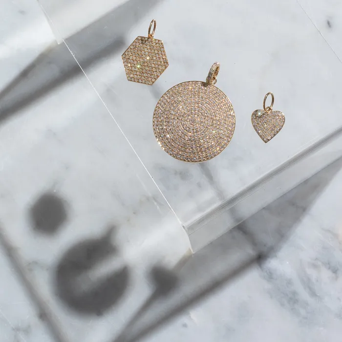 RACHEL LYNN CHICAGO Necklaces 14 Karat Gold and Diamond Hexagon Pendant