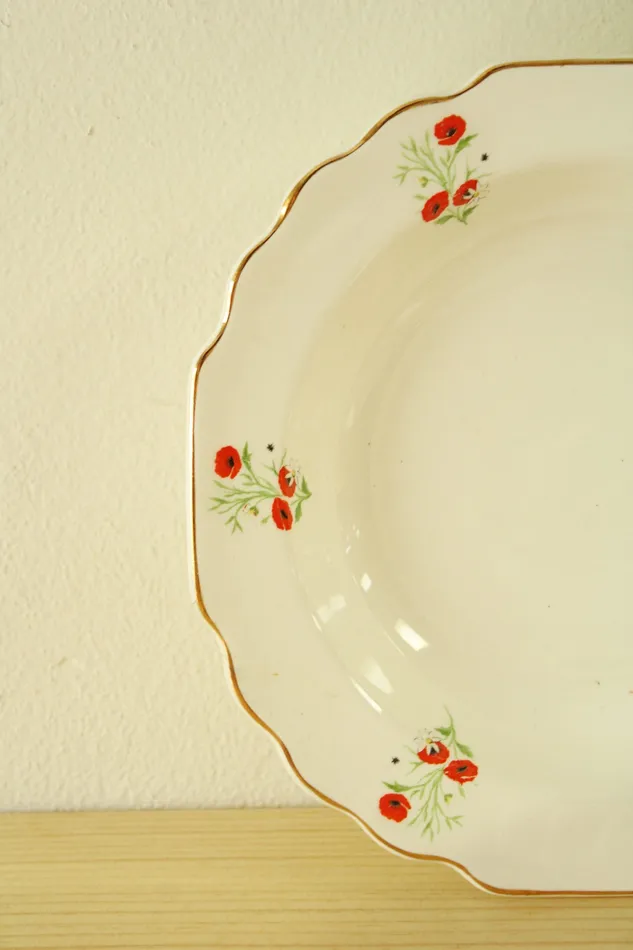 RARE Lido WS George White 293A Made In The USA Poppy China Dinner Plates Set Of 7 George Earrings