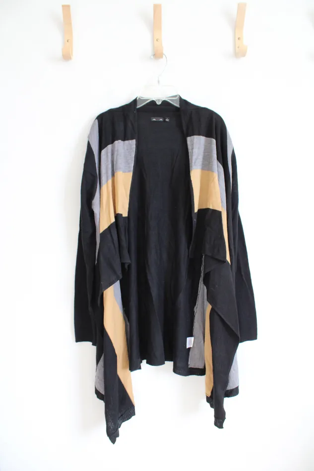 Rings Ava Ava Black Tan Gray Striped Cardigan L