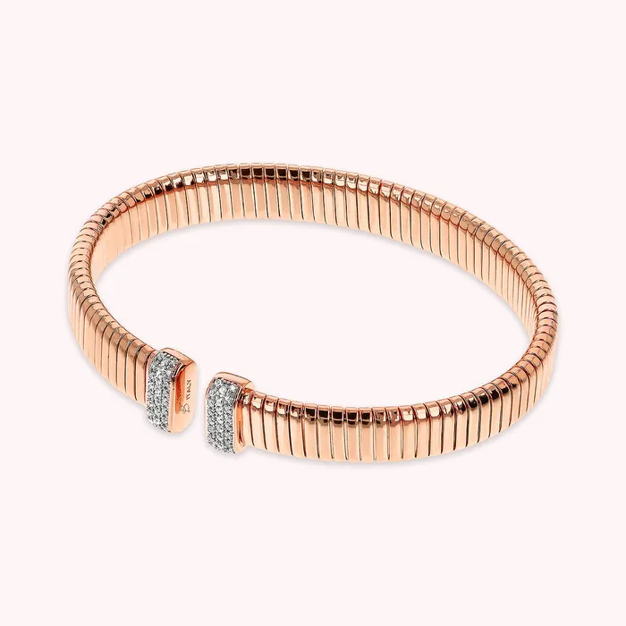 Rings Bronzallure Bracciale Rigido Tubogas con Pav di Cubic Zirconia