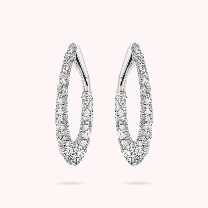 Rings Bronzallure Orecchini Ovali White in Pav di Cubic Zirconia