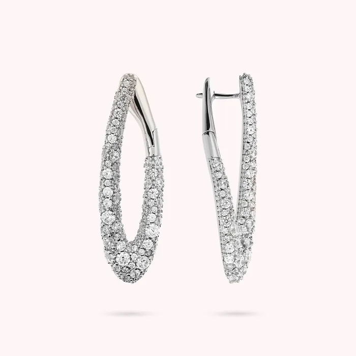 Rings Bronzallure Orecchini Ovali White in Pav di Cubic Zirconia