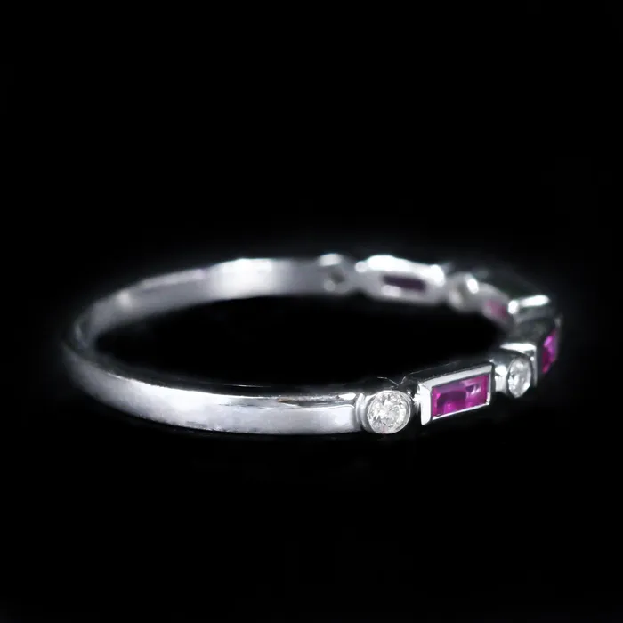 Rings Diamond South 14K White Gold 024 CTW Pink Sapphire and Diamond Band
