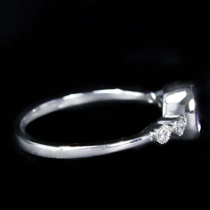 Rings Diamond South 14K White Gold 090 Carat Amethyst and Diamond Ring