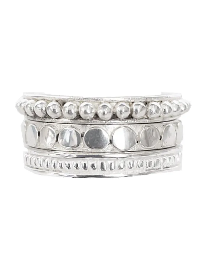 Rings Erika Pea STACK RING EMBOSSED GRANULATION SILVER SET