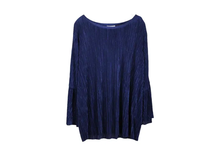 Rings Jaclyn Smith Blue Pleated Blouse 1X Jaclyn Smith