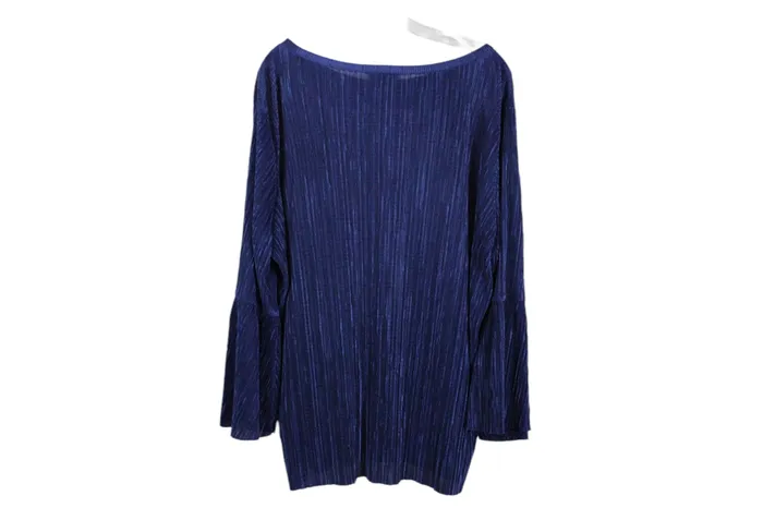 Rings Jaclyn Smith Blue Pleated Blouse 1X Jaclyn Smith